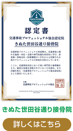 きぬた世田谷通り接骨院認定証